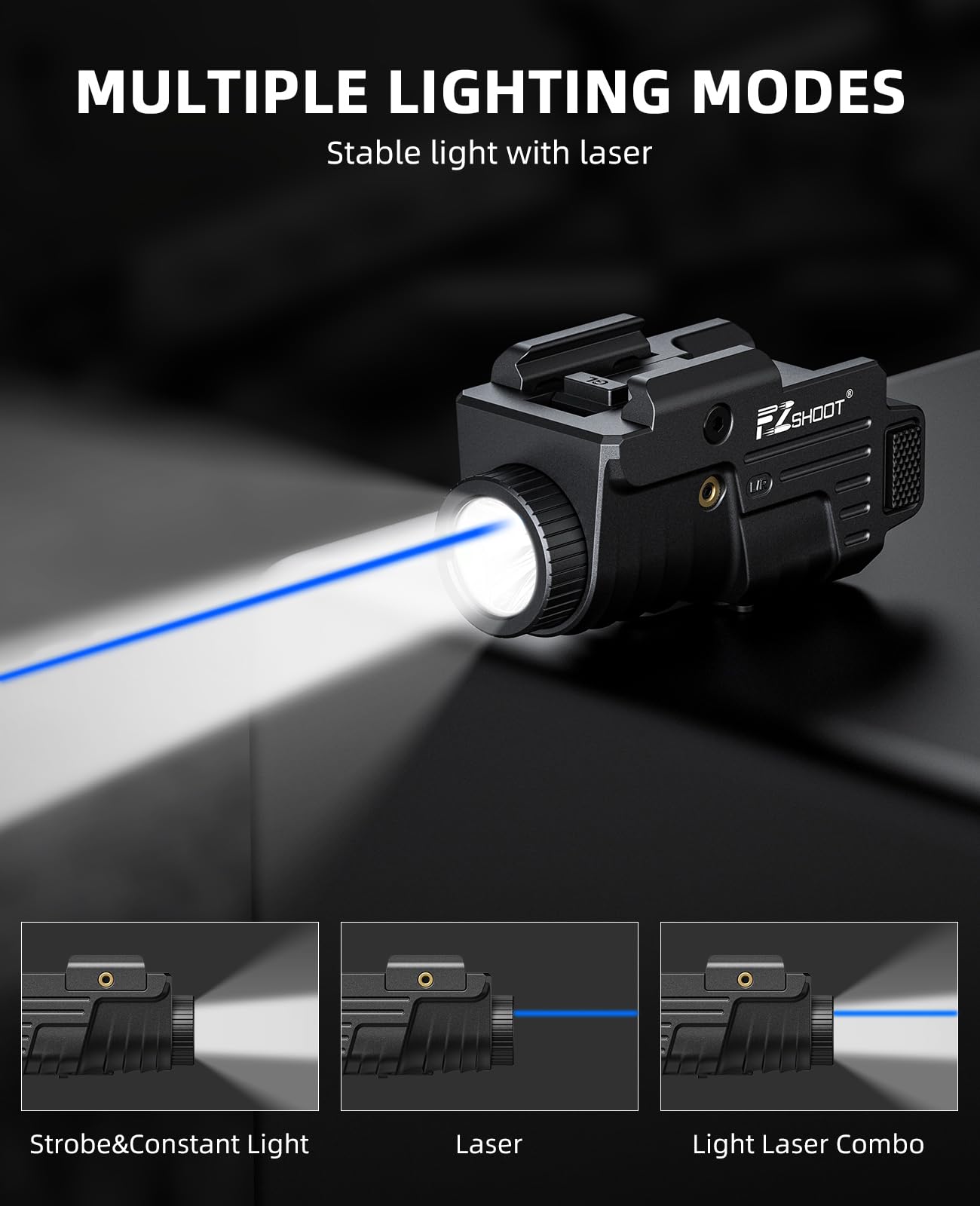 Industrial Green Laser - Airsoft 800 Lumens Pistol Light Red/Blue/Green