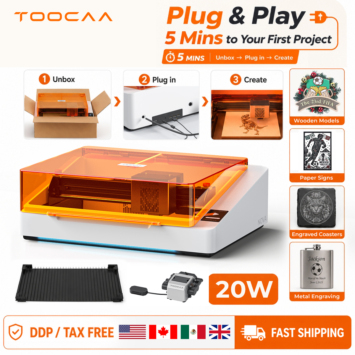 Industrial Laser Cutting - TOOCAA NOVA 20W Beginner-Friendly Laser Engraver