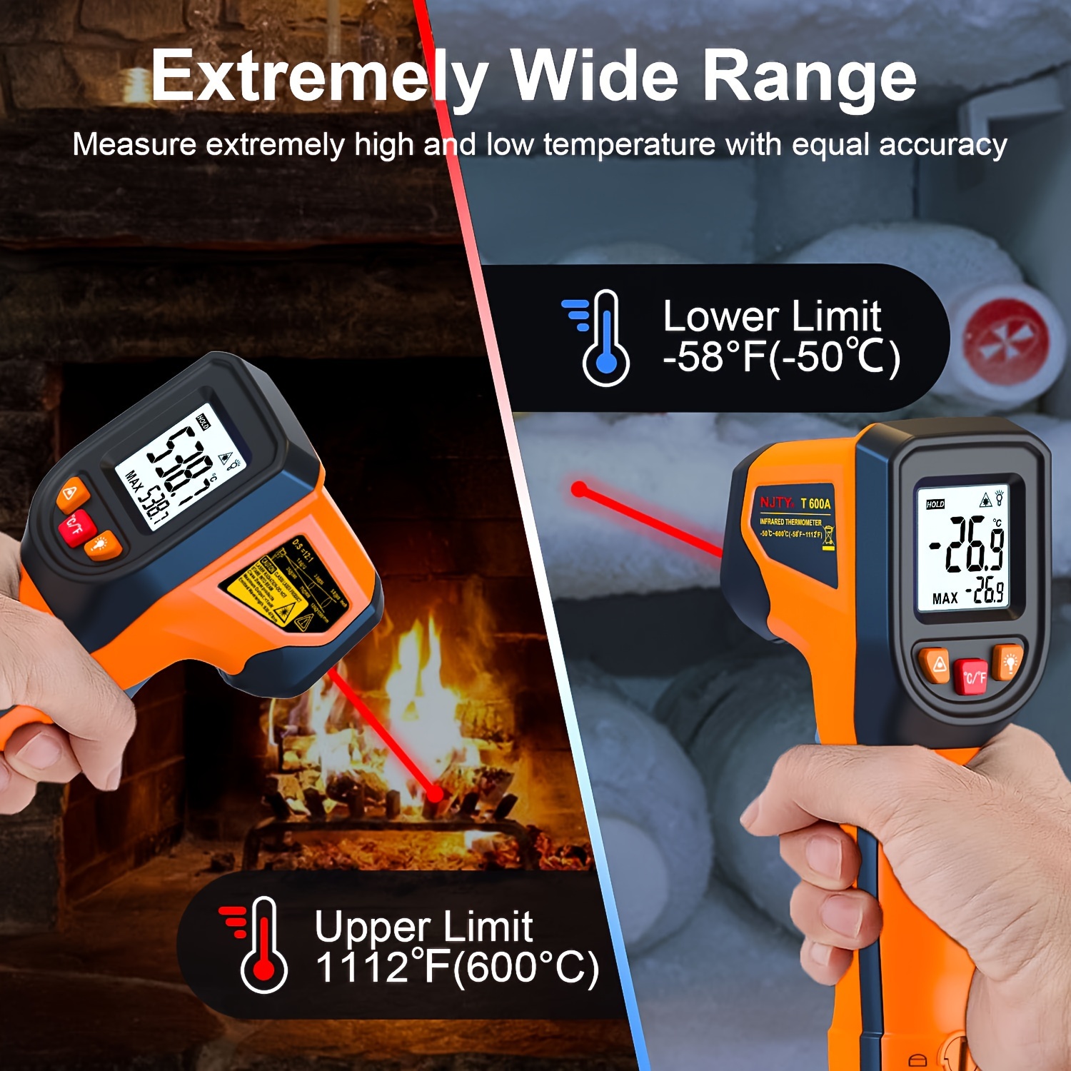 NJTY T600T600A Laser Temperatu - Industrial Laser Thermometer Gun incelemesi ve fiyatı