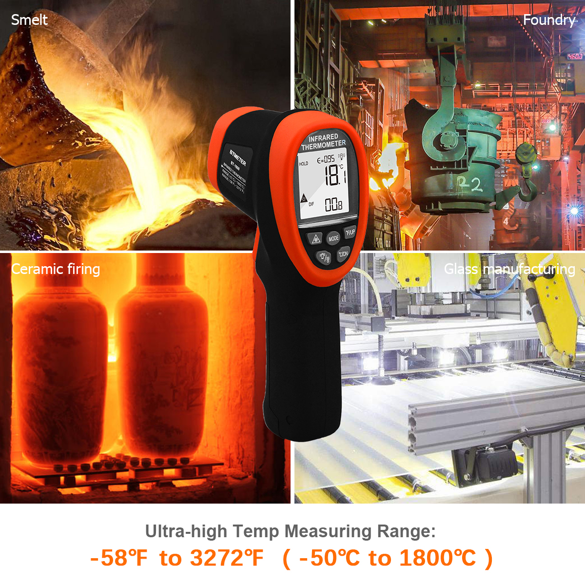 Non Contact Infrared Thermomet - Industrial Laser Thermometer Gun incelemesi ve fiyatı